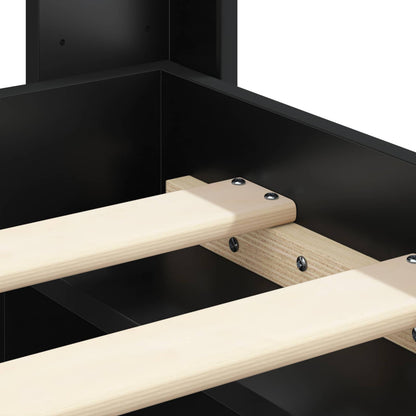 Bed Frame with Storage and Headboard Black 100 x 200 cm