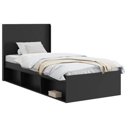 Bed Frame with Storage and Headboard Black 100 x 200 cm