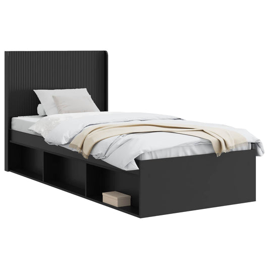 Bed Frame with Storage and Headboard Black 100 x 200 cm