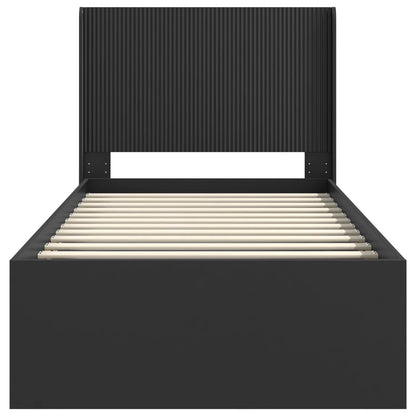 Bed Frame with Storage and Headboard Black 100 x 200 cm