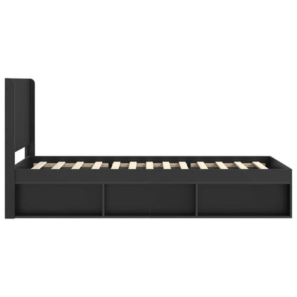 Bed Frame with Storage and Headboard Black 100 x 200 cm