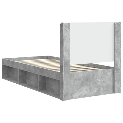 Bed Frame with Storage and Headboard Concrete Grey 100 x 200 cm