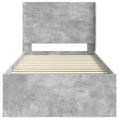 Bed Frame with Storage and Headboard Concrete Grey 100 x 200 cm