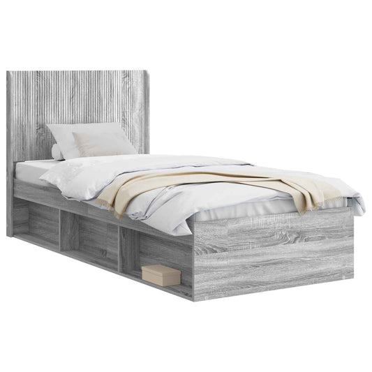 Bed Frame with Storage and Headboard Grey Sonoma 100 x 200 cm