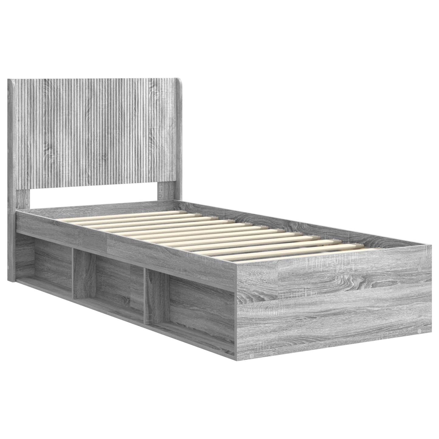 Bed Frame with Storage and Headboard Grey Sonoma 100 x 200 cm