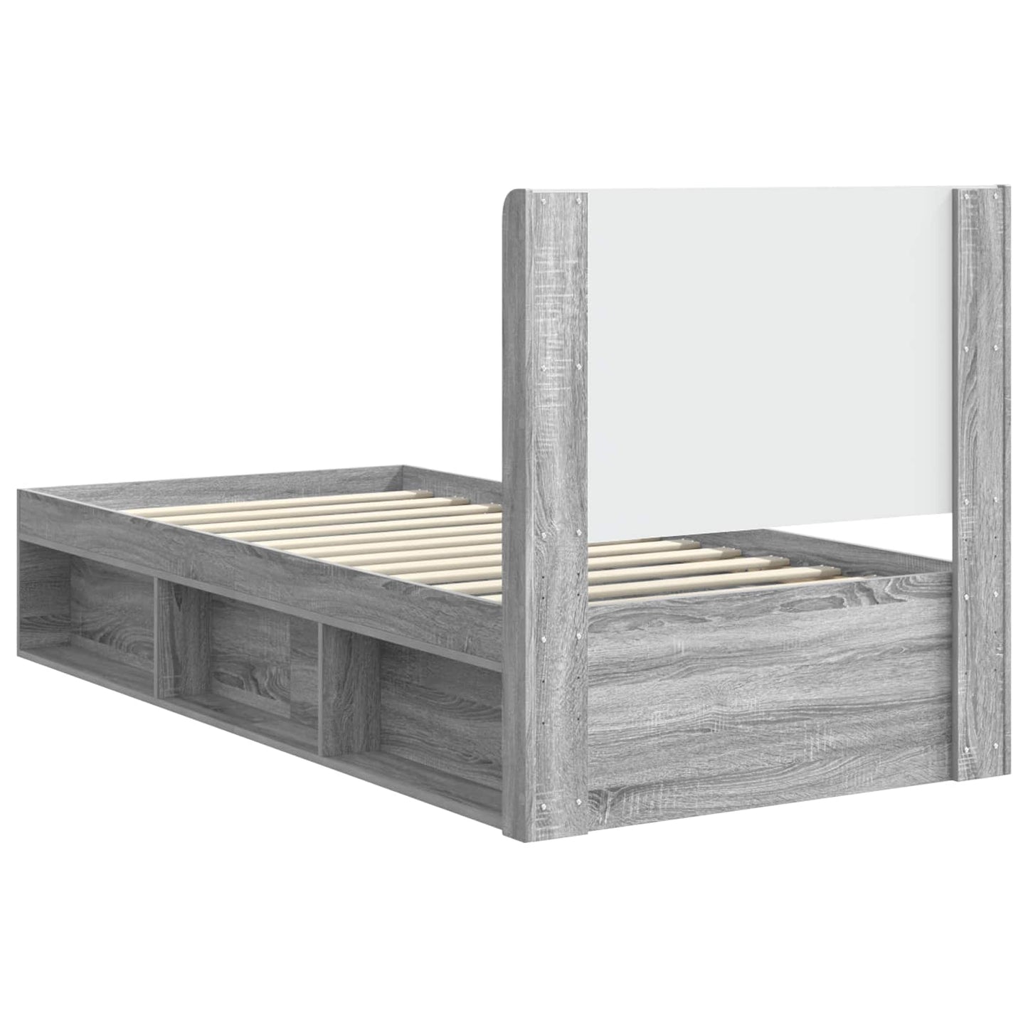 Bed Frame with Storage and Headboard Grey Sonoma 100 x 200 cm
