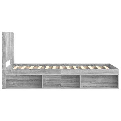 Bed Frame with Storage and Headboard Grey Sonoma 100 x 200 cm