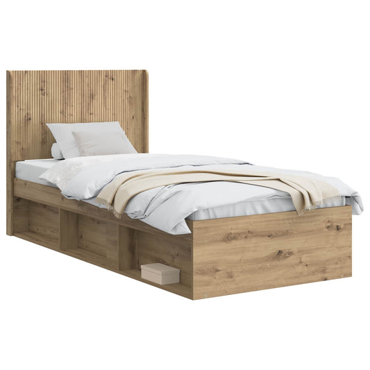 Bed Frame with Storage and Headboard Artisan Oak 100 x 200 cm