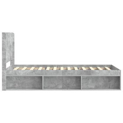 Bed Frame with Storage and Headboard Concrete Grey 90 x 200 cm