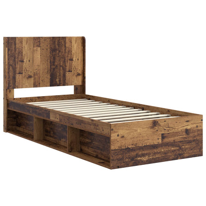 Bed Frame with Storage and Headboard Old Wood 90 x 200 cm