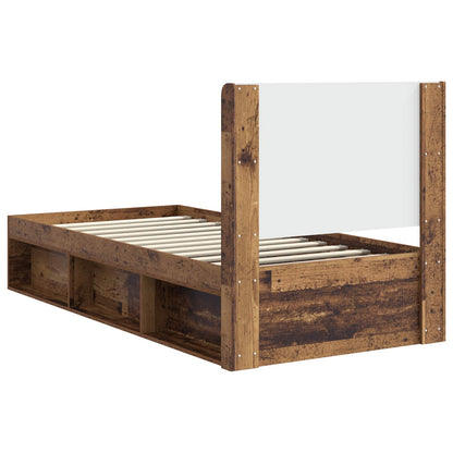 Bed Frame with Storage and Headboard Old Wood 90 x 200 cm