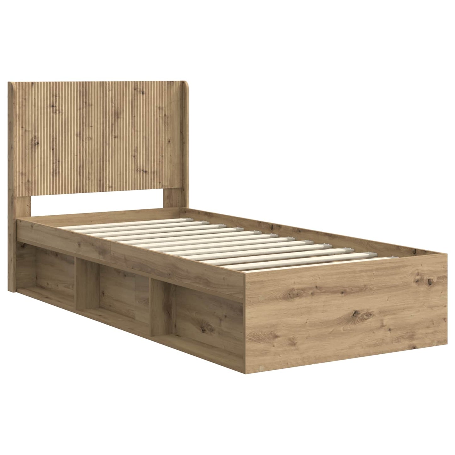 Bed Frame with Storage and Headboard Artisan Oak 90 x 200 cm