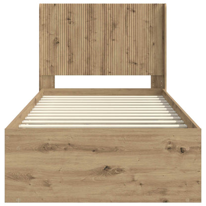 Bed Frame with Storage and Headboard Artisan Oak 90 x 200 cm