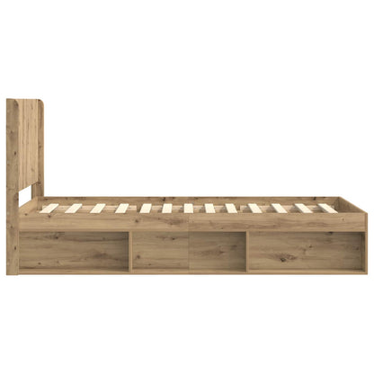 Bed Frame with Storage and Headboard Artisan Oak 90 x 200 cm