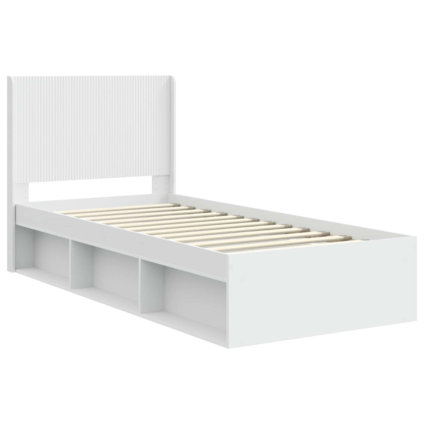 Bed Frame with Storage and Headboard White 90 x 190 cm