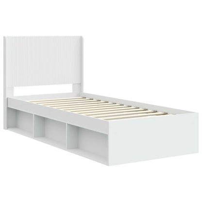 Bed Frame with Storage and Headboard White 90 x 190 cm