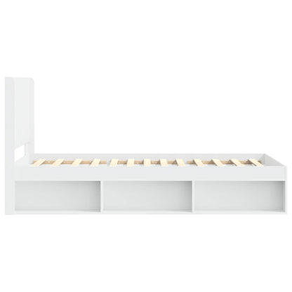 Bed Frame with Storage and Headboard White 90 x 190 cm