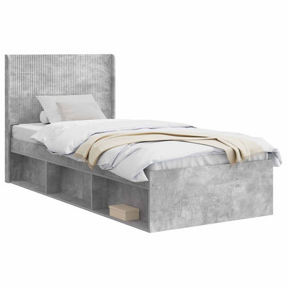 Bed Frame with Storage and Headboard Concrete Grey 90 x 190 cm