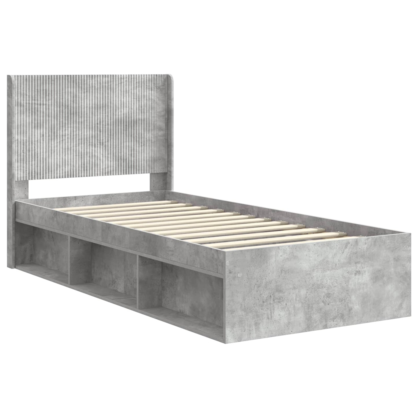 Bed Frame with Storage and Headboard Concrete Grey 90 x 190 cm