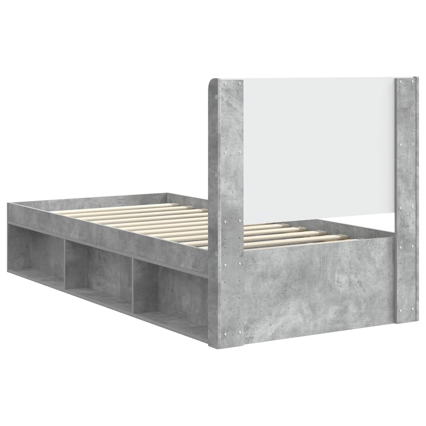 Bed Frame with Storage and Headboard Concrete Grey 90 x 190 cm