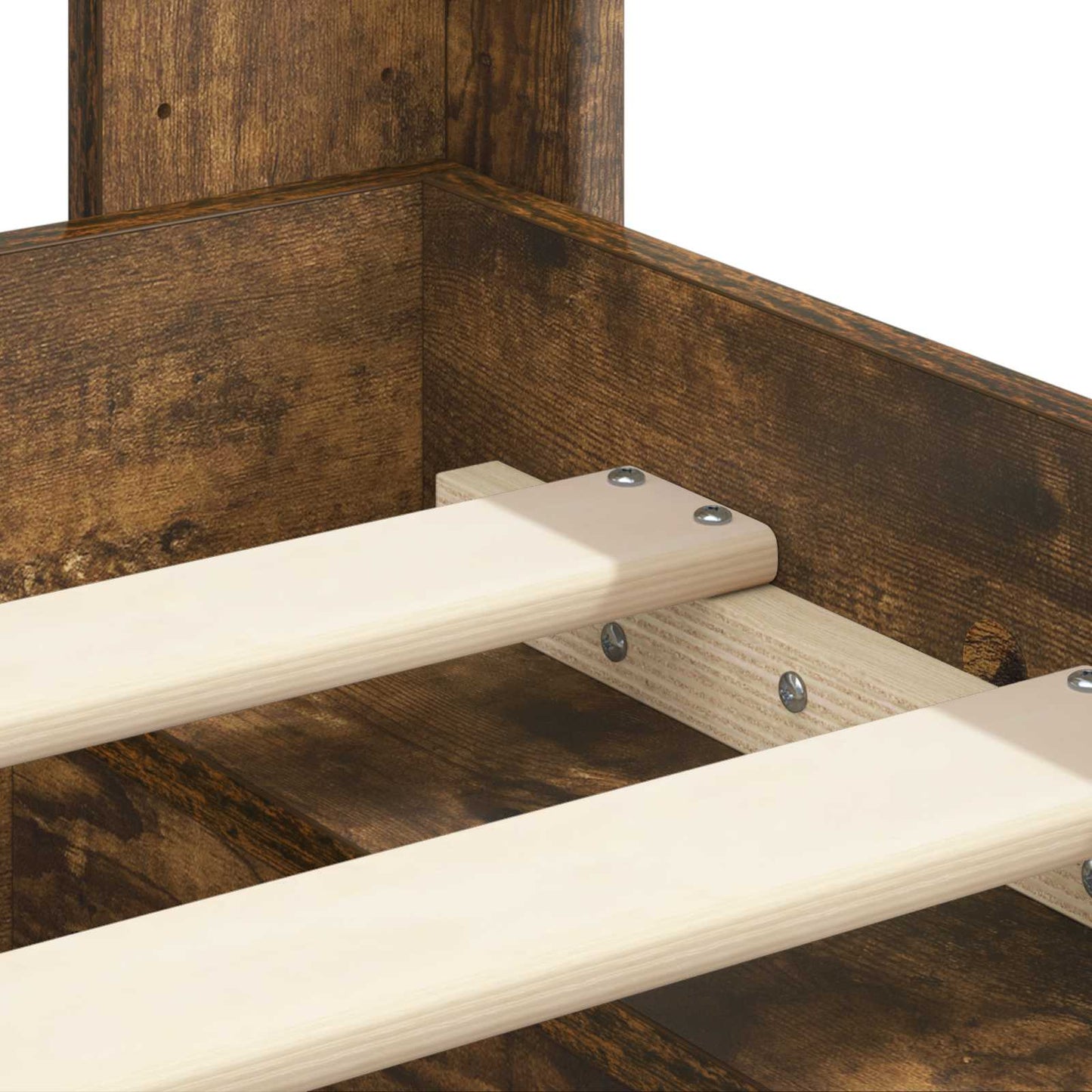 Bed Frame with Storage and Headboard Smoked Oak 90 x 190 cm