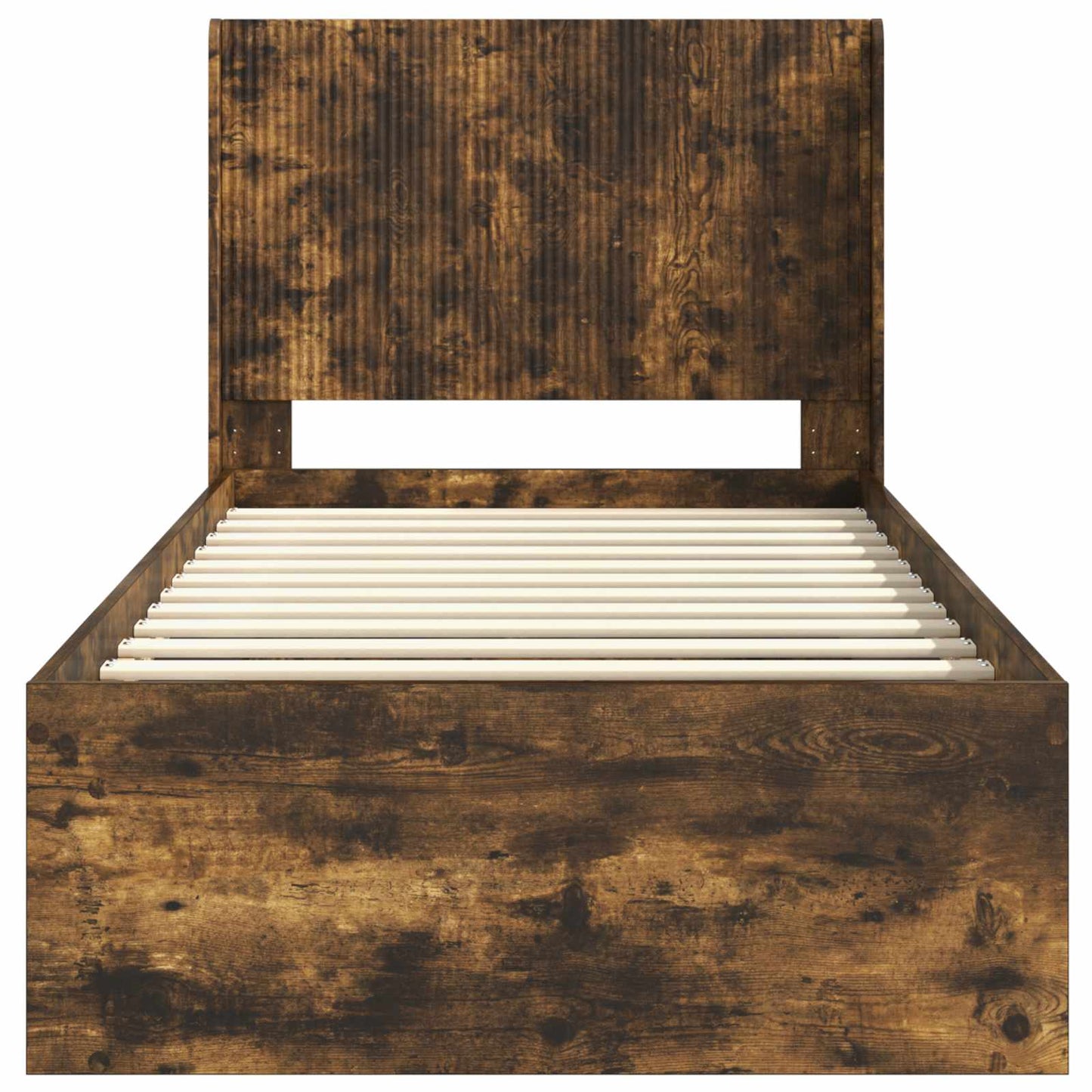 Bed Frame with Storage and Headboard Smoked Oak 90 x 190 cm