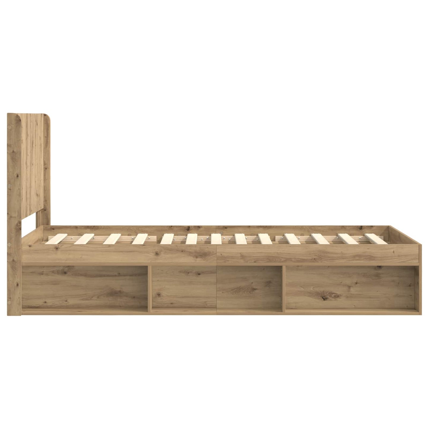 Bed Frame with Storage and Headboard Artisan Oak 90 x 190 cm