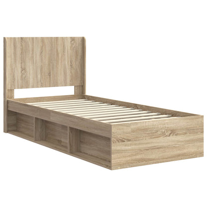 Bed Frame with Storage and Headboard Sonoma Oak 75 x 190 cm