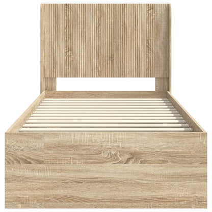 Bed Frame with Storage and Headboard Sonoma Oak 75 x 190 cm