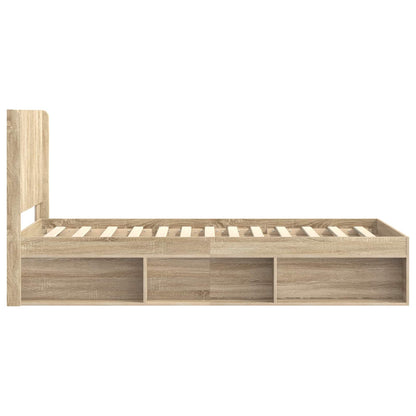 Bed Frame with Storage and Headboard Sonoma Oak 75 x 190 cm