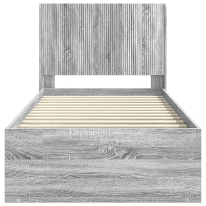 Bed Frame with Storage and Headboard Grey Sonoma 75 x 190 cm