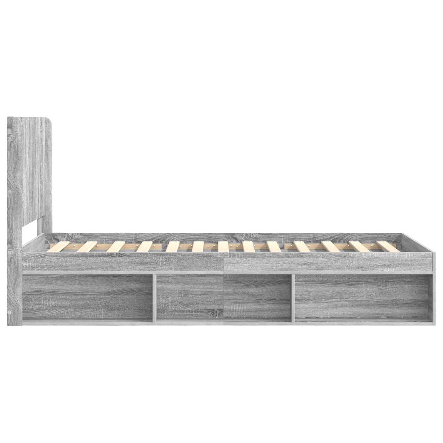Bed Frame with Storage and Headboard Grey Sonoma 75 x 190 cm
