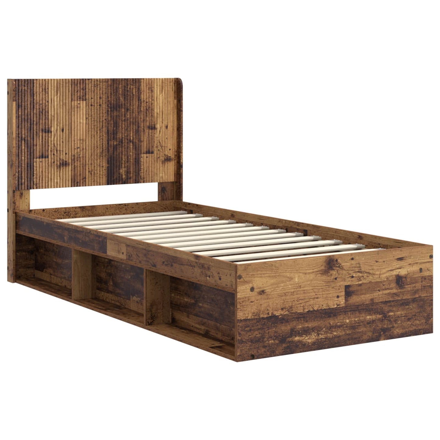 Bed Frame with Storage and Headboard Old Wood 75 x 190 cm