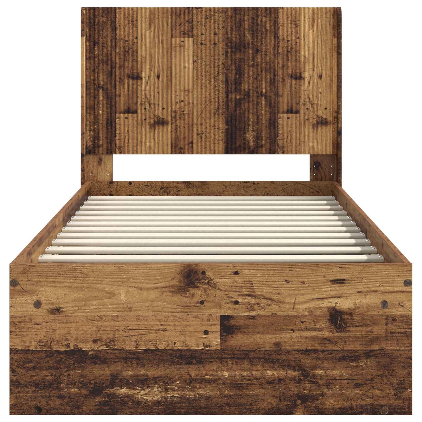 Bed Frame with Storage and Headboard Old Wood 75 x 190 cm