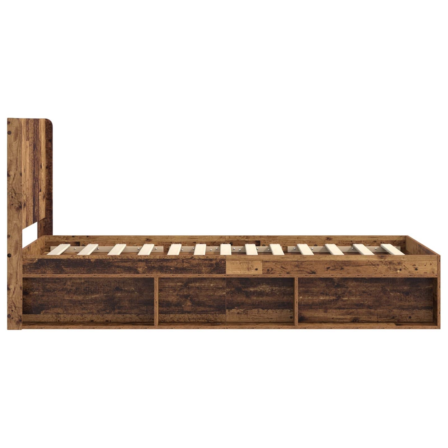 Bed Frame with Storage and Headboard Old Wood 75 x 190 cm