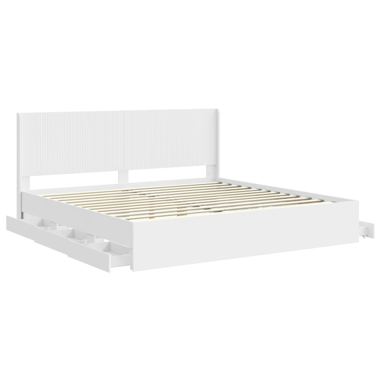 Bed Frame with Storage and Headboard White 200 x 200 cm