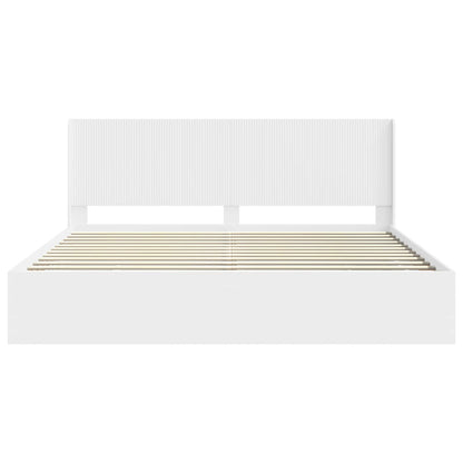 Bed Frame with Storage and Headboard White 200 x 200 cm