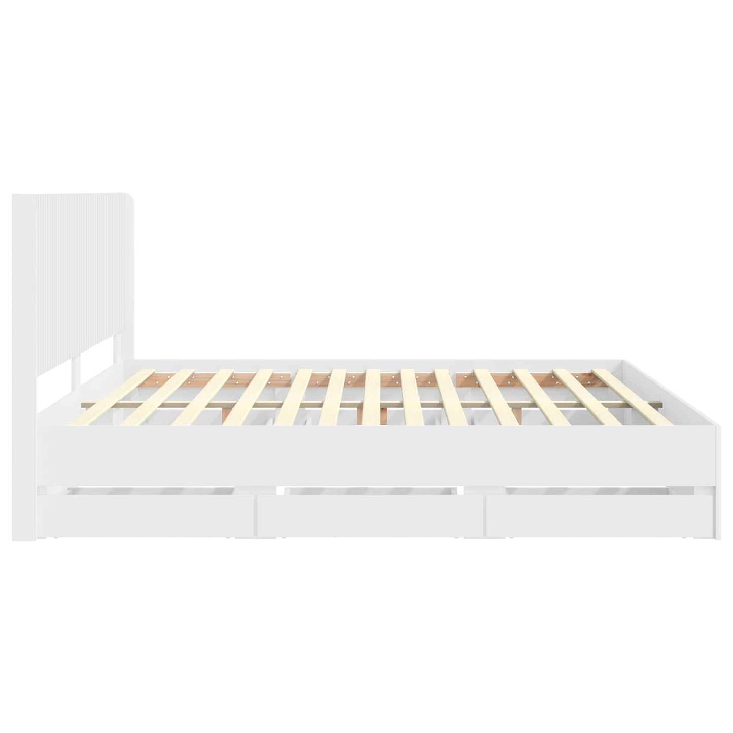 Bed Frame with Storage and Headboard White 200 x 200 cm