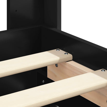 Bed Frame with Storage and Headboard Black 200 x 200 cm