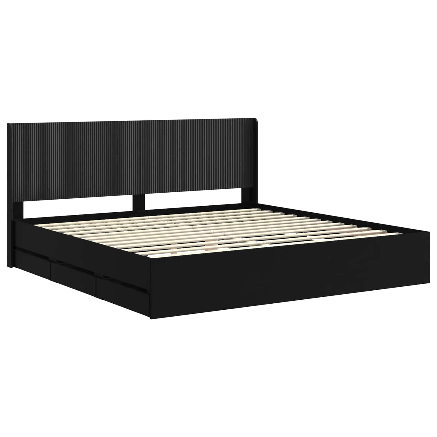 Bed Frame with Storage and Headboard Black 200 x 200 cm