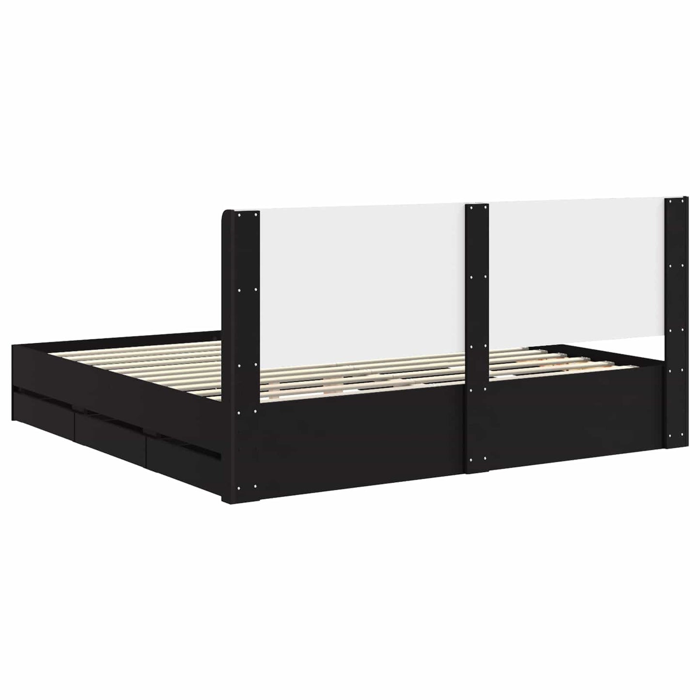 Bed Frame with Storage and Headboard Black 200 x 200 cm