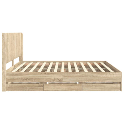 Bed Frame with Storage and Headboard Sonoma Oak 200 x 200 cm