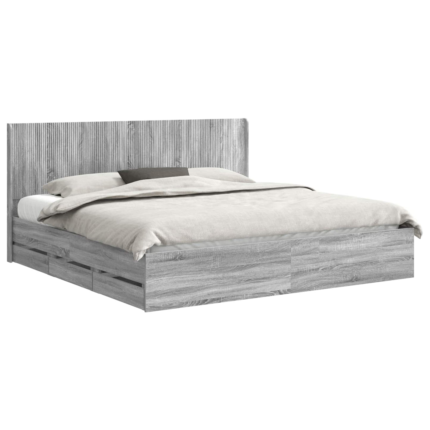 Bed Frame with Storage and Headboard Grey Sonoma 200 x 200 cm
