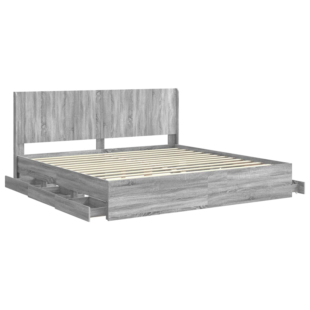 Bed Frame with Storage and Headboard Grey Sonoma 200 x 200 cm