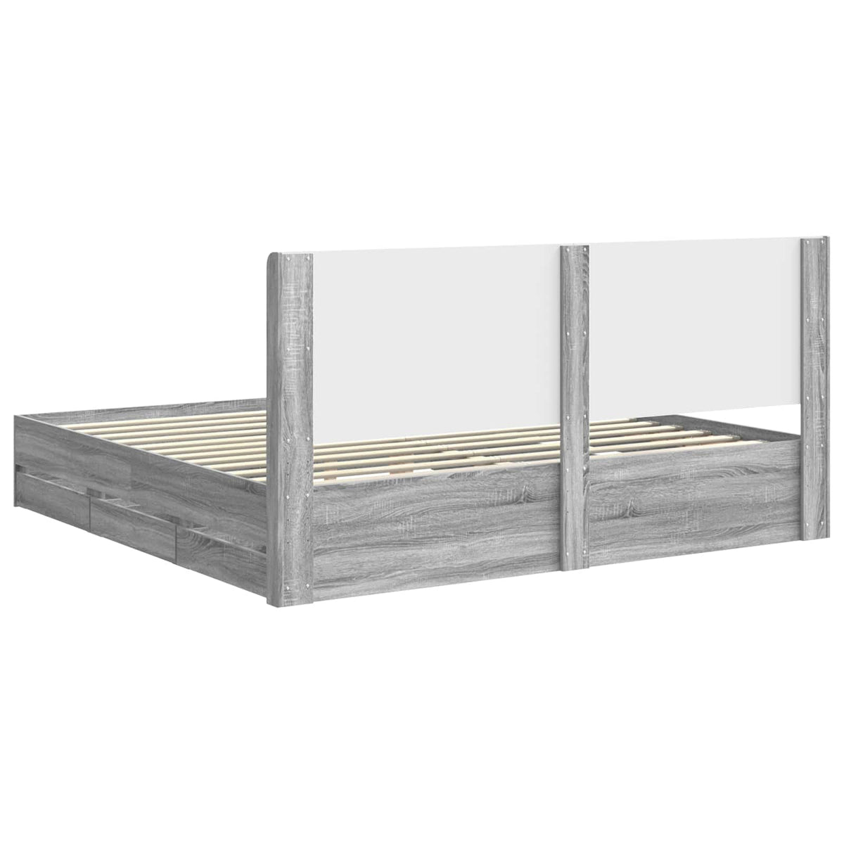 Bed Frame with Storage and Headboard Grey Sonoma 200 x 200 cm