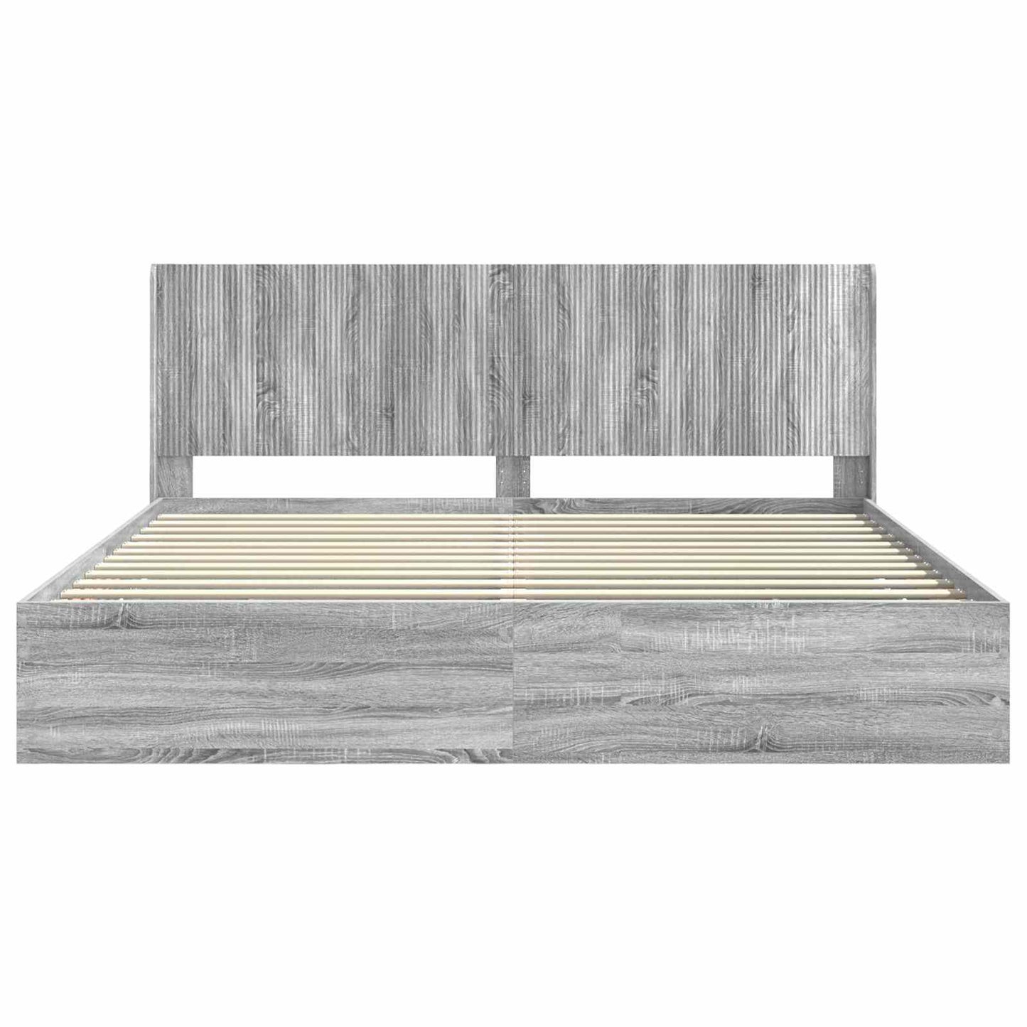 Bed Frame with Storage and Headboard Grey Sonoma 200 x 200 cm