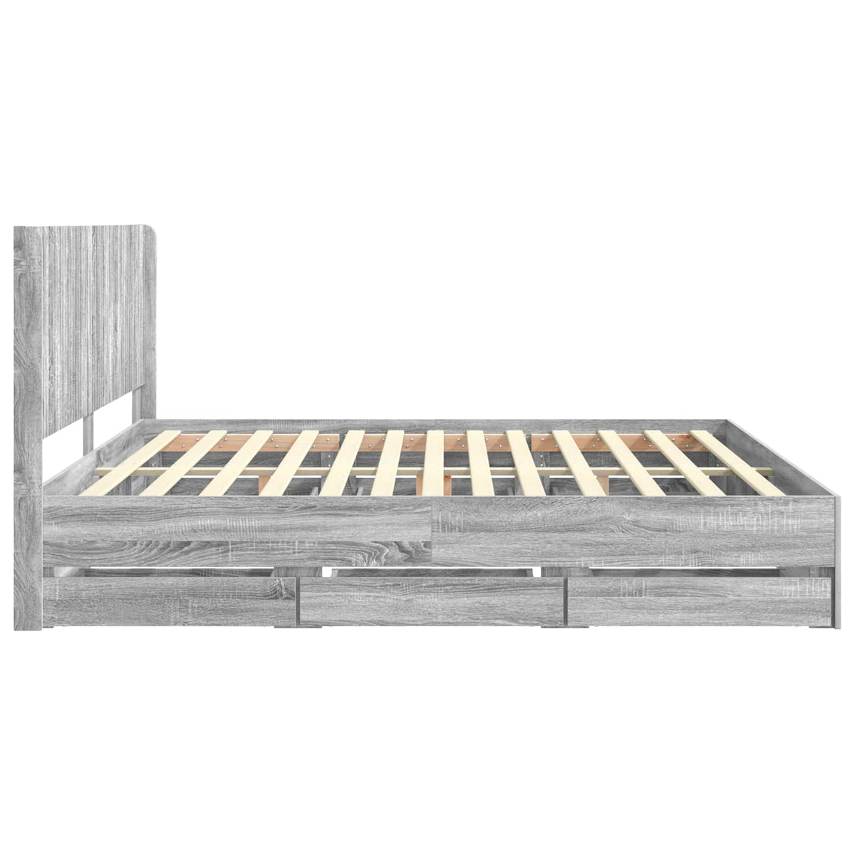 Bed Frame with Storage and Headboard Grey Sonoma 200 x 200 cm