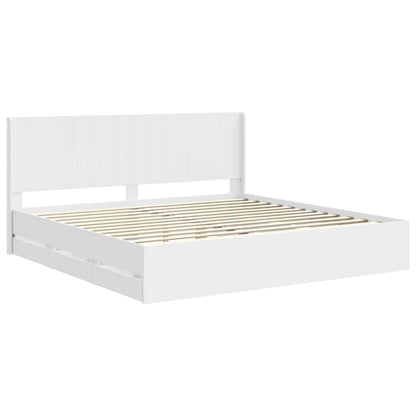 Bed Frame with Storage and Headboard White 180 x 200 cm