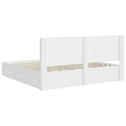Bed Frame with Storage and Headboard White 180 x 200 cm