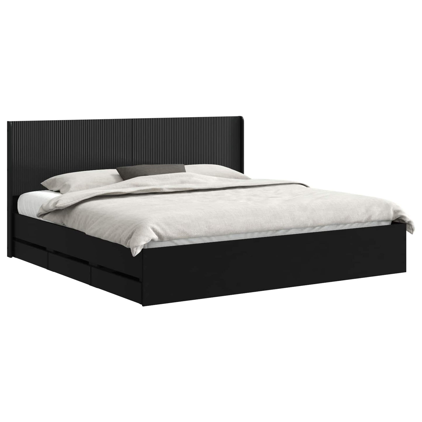 Bed Frame with Storage and Headboard Black 180 x 200 cm